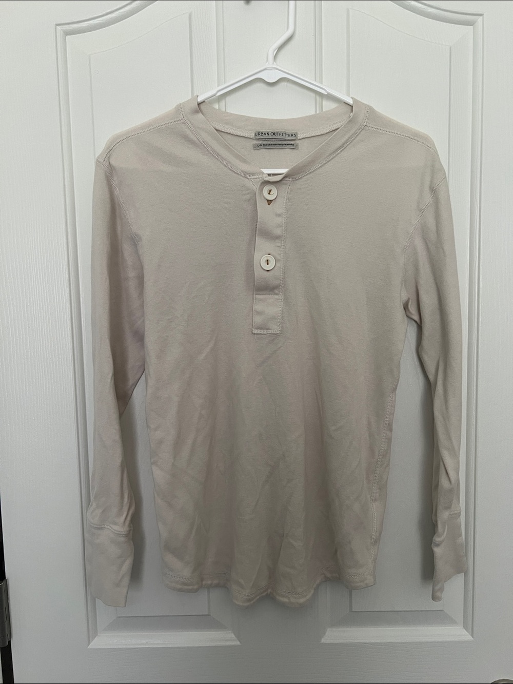 Urban Outfitters Beige Long-Sleeve Henley Shirt